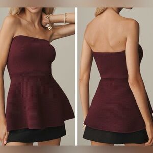 Anthropologie Maeve Strapless Peplum Knit Top, Size XS